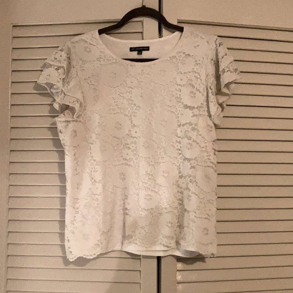 White lace top with ruffled sleeves